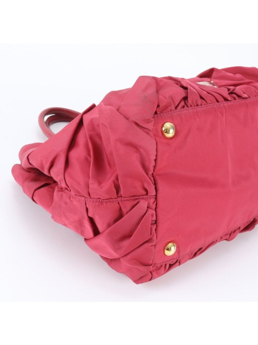 ★SOLD★ Prada Tessuto Nylon Triangle Logo Ruffle Leather Tote Shoulder Hand - Picture 6 of 8